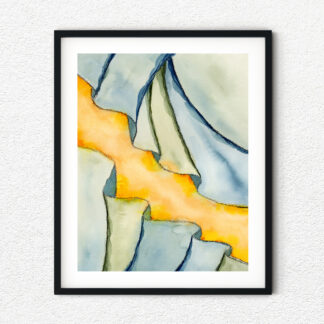 Watercolor painting - Blue Green Orange Ripple