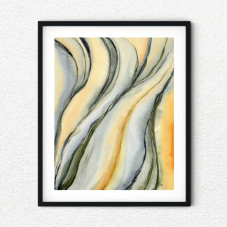 Blue and Green Wave ORIGINAL Abstract Watercolor Painting